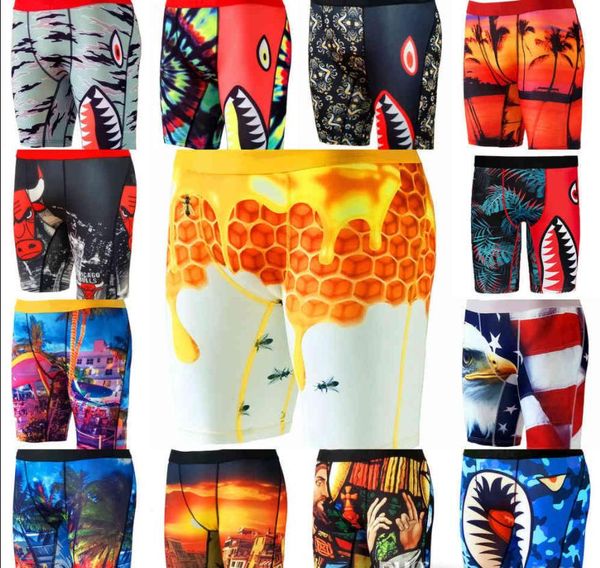 

2022 ethika men's underwear printing fashion sports underpants tights boxer extended fitness running boxer, Black;white