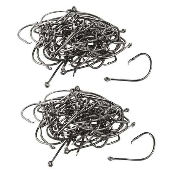 

braid line 100 x chemically sharpened ocs circle fishing hooks tackle black #2/0 & #4/0