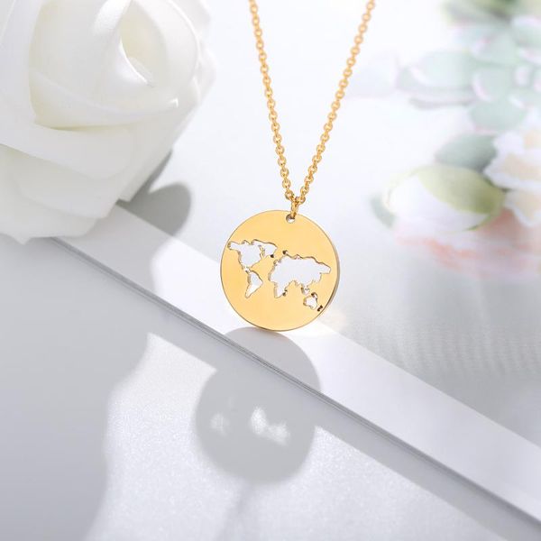 

geometry round pendant necklace gold chian stainless steel simple chocker for women chokers, Golden;silver