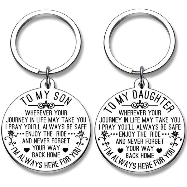 

to my son / daughter love gift keychain stainless steel keyring father mother gift idea for son / daughter, Slivery;golden