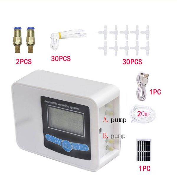 

solar double pump watering device timer automatic irrigation water outdoor garden controller tool equipments