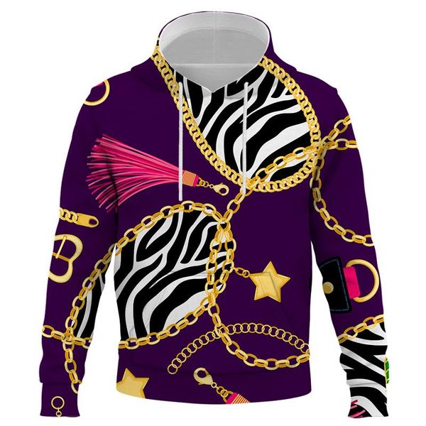 

men's hoodies & sweatshirts 2021 luxury chain pattern 3d hoodie men women winter casual streetwear oversized funny print pullover, Black