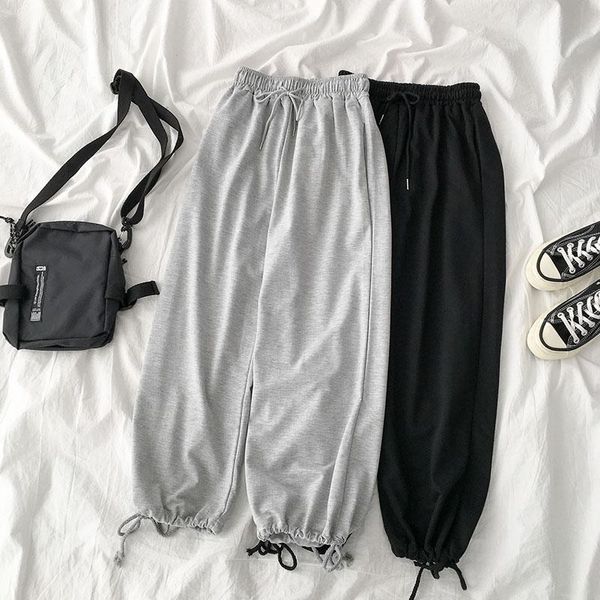 

women's pants & capris casual harem women 2021 summer high waist solid loose thin all match home wear ankle length female quality, Black;white