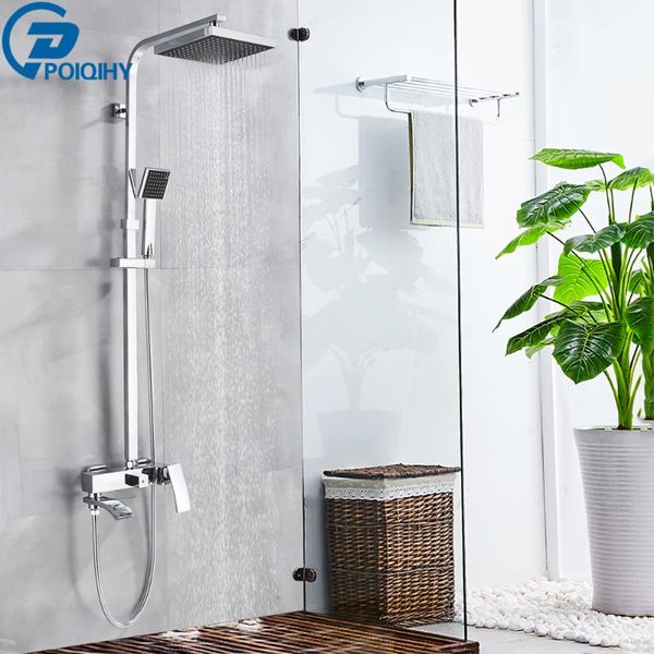 

chrome shower faucet set waterfall wall bathtub mixer tap bath head rainfall bathroom sets