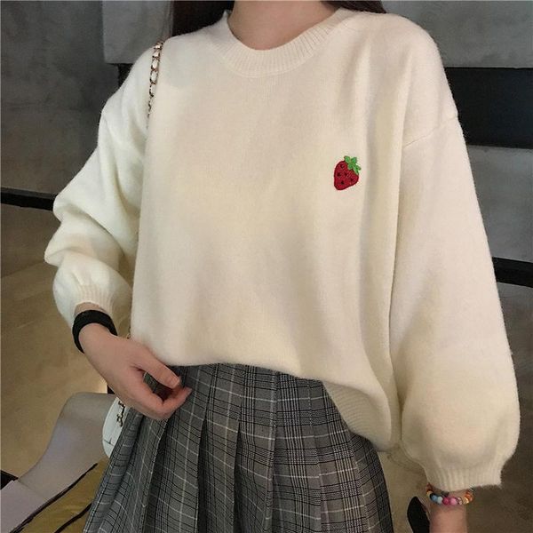

women's sweaters 2021 autumn winter women sweater sweet girl student korean loose preppy style pullover pull femme hiver female, White;black