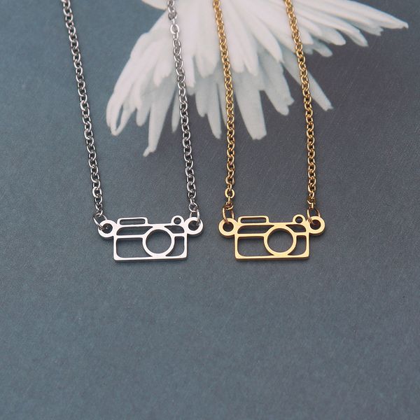 

10pcs punk sieraden camera hanger kettingen vrouwen mannen rvs collier femme gouden ketting choker fotograaf gift, Silver