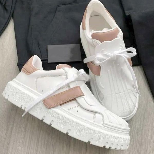 

2021 leather party luxury sneakers calfskin designer runner shoes low-cut women platform trainers casual id quality with box pptas, Black