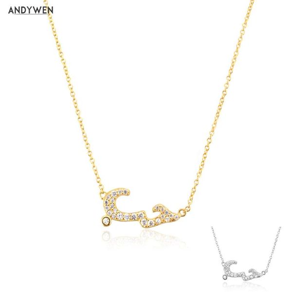 

chains andywen 925 sterling silver gold arabic love pendant zircon cz charm long chain necklace women luxury jewelry gift fine crystal