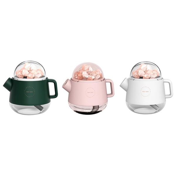 

portable crystal salt stone kettle aromatherapy humidifier usb aroma diffuser with light for deskhome decor humidifiers