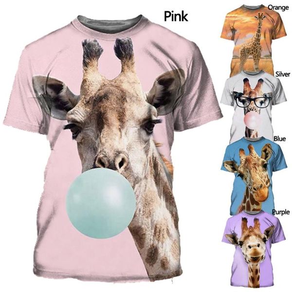 

men's t-shirts fashion giraffe man 3d-printed casual short sleeve t-shirt, White;black