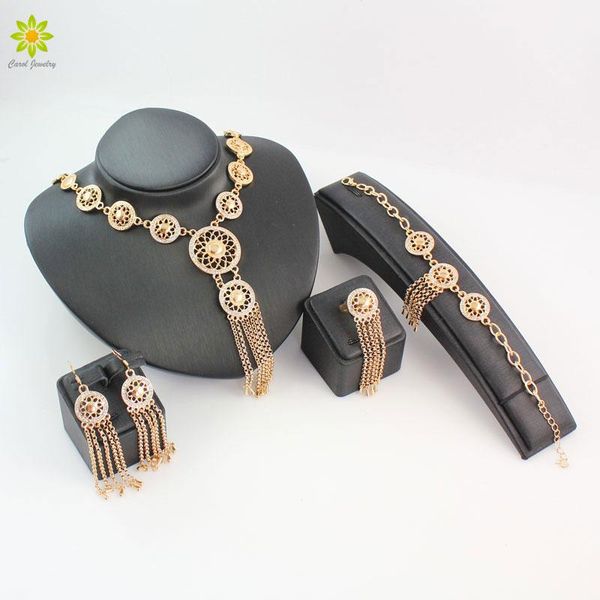

earrings & necklace fine jewelry sets for women gold color african costume set exaggerated tassels statement, Silver