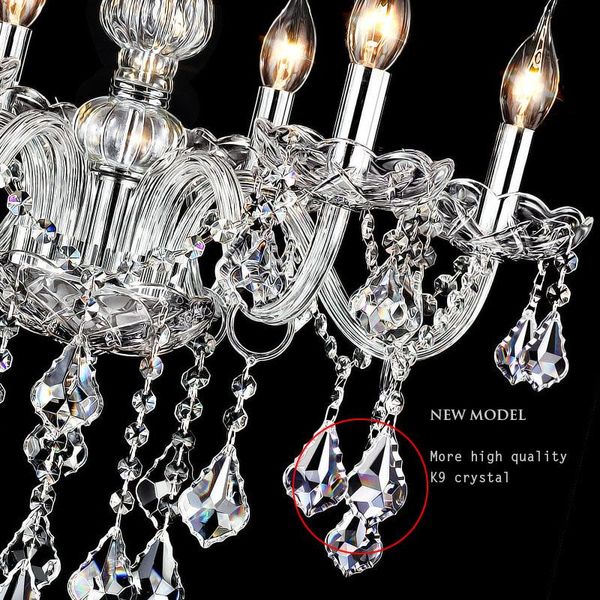 

sales updated more high crystal chandelier 4/6/8/10/12/15/18 arms lustres de cristal modern brushed nickel led bulbs chandeliers