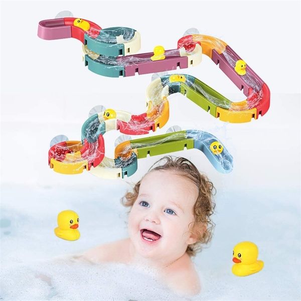 

bath toys baby bathroom duck diy track bathtub kids play water games tool bathing shower wall suction set bath toy for children 210320