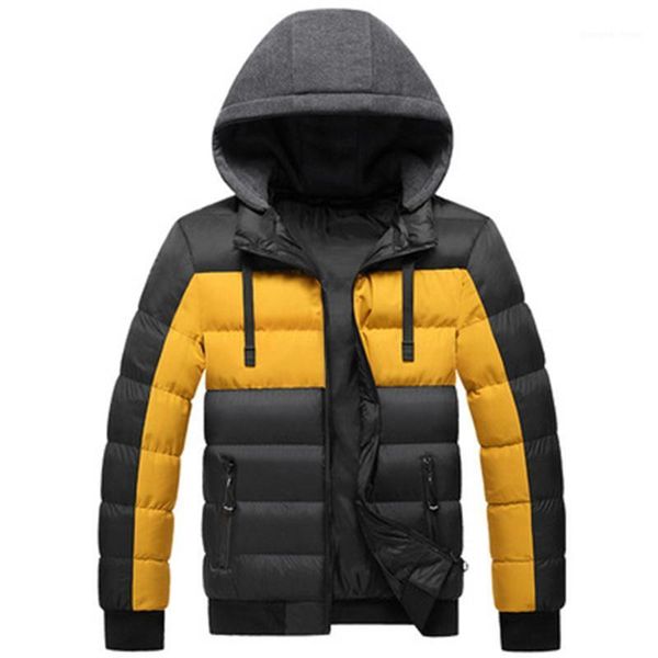 

men's down & parkas mens winter cotton hooded coat jacket brand casual men puffer solid color outwear clothing, Black