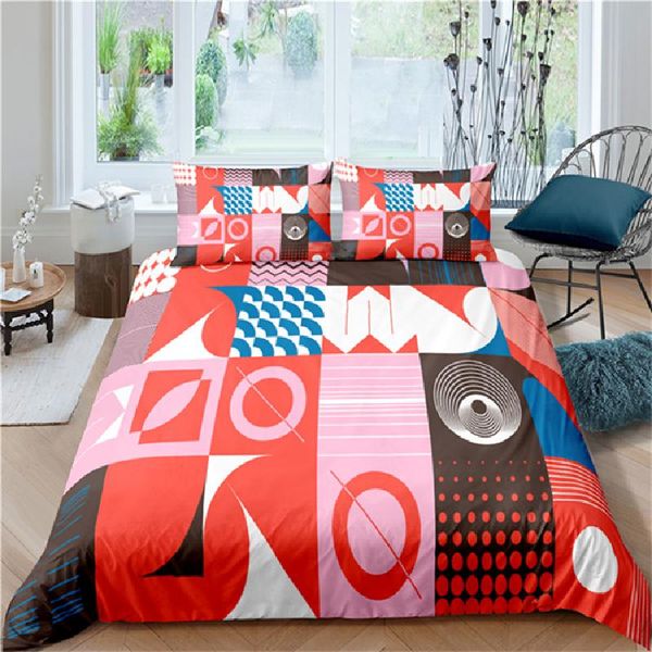 

bedding sets home textile luxury 3d abstract geometry print 2/3pcs comfortable duvet cover pillowcase single  and king size