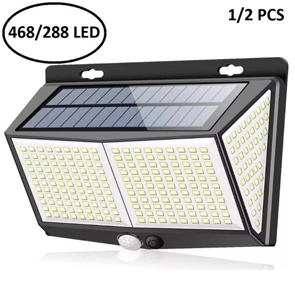 

solar lamps 468 led powered outdoor garden landscape waterproof 288led light pir motion sensor lighting wall mounted lamp street decor
