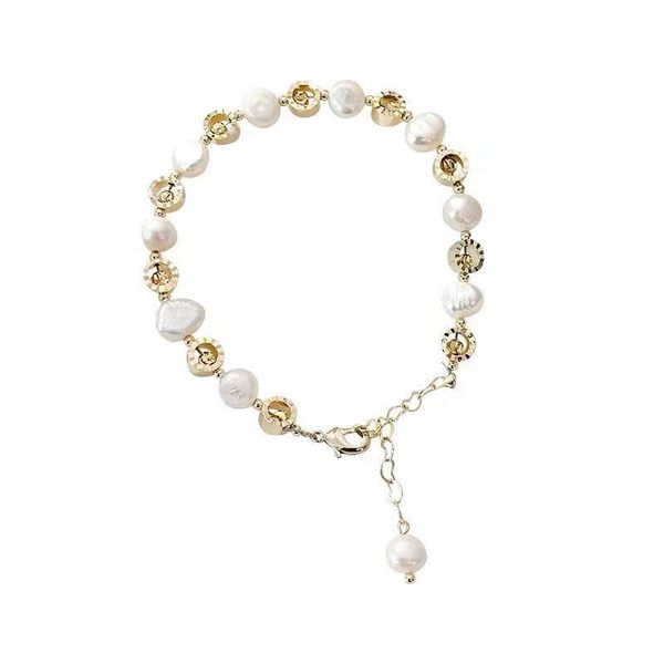 

link, chain pearl fashion bracelet for women 2021 trend, Black