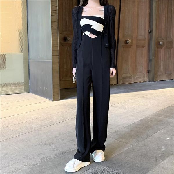 

women's shorts net red temperament suit women's fashion knitted cardigan strapless suspenders westernized street two-piece set summ, White;black