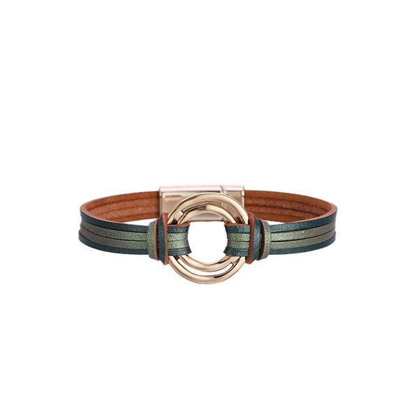 

jewelry bracelet bohemian multilayer leather bracelet fashion color matching magnetic buckle, Black