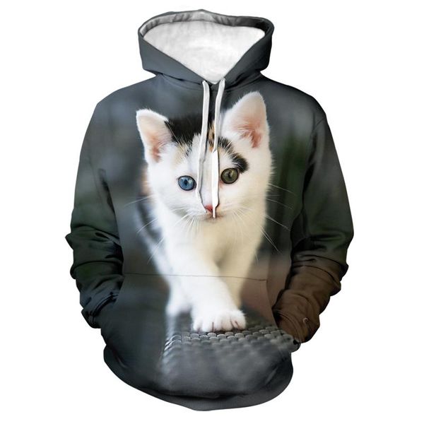 

digital printing men and women cat lovers hoodie kangaroo dog pet drop pullovers cuddle pouch sw men's hoodies & sweatshirts, Black