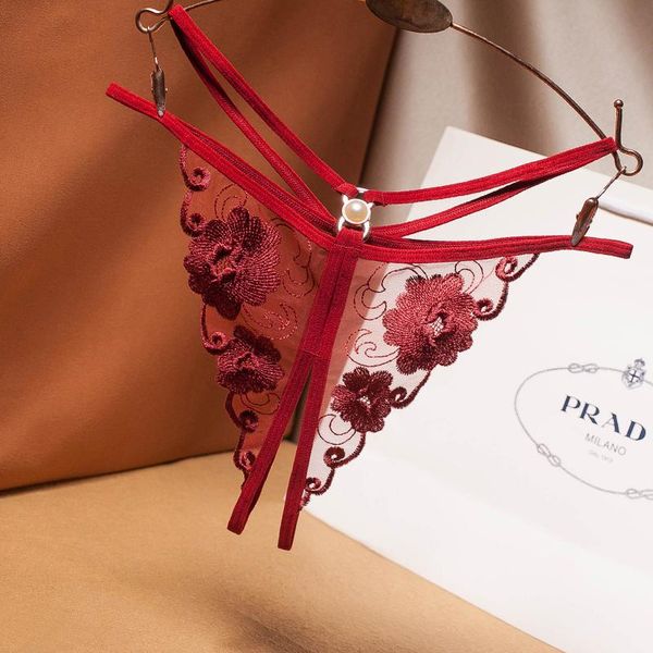 

women's panties luxury underwear women open crotch temptation thongs hollow transparent net gauze lingerie low waist embroidery underpa, Black;pink