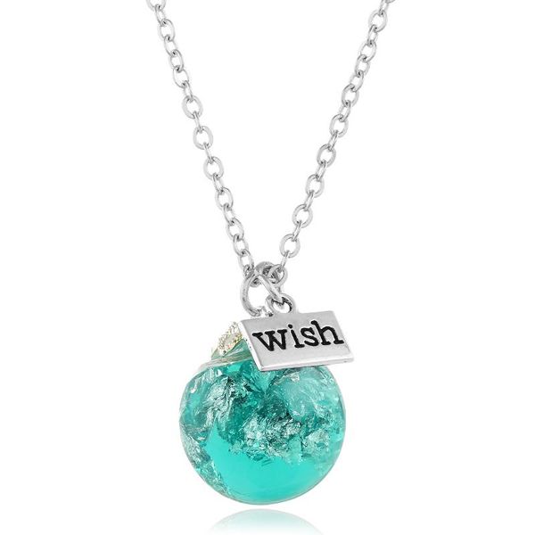 

pendant necklaces crystal glass ball resin dried flower epoxy gold foil necklace jewelry, Silver