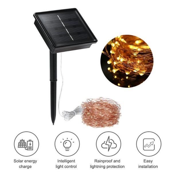 

solar lamps 100 leds led light string waterproof copper wire bottle lights outdoor strip christmas party wedding decor