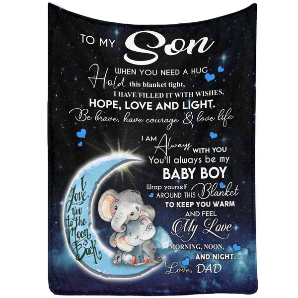

love letter message blanket to my son from love dad, be brave, have courage and love life blanket for bed couch