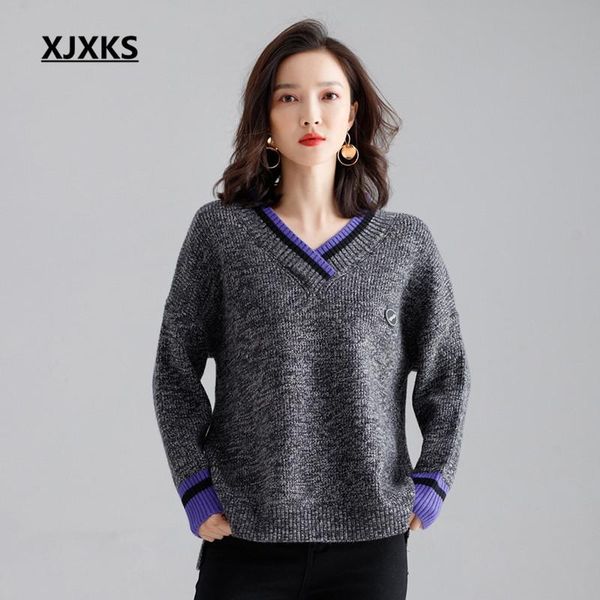 

fashion v-neck ladies winter sweater loose plus size comfortable cashmere knitted pullover women's sweaters, White;black