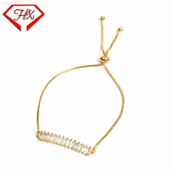 

luxury leather korean classic rectangular micro inlaid aaa zircon drag women's telescopic fashion designer jewelrymen bracelets, Golden;silver