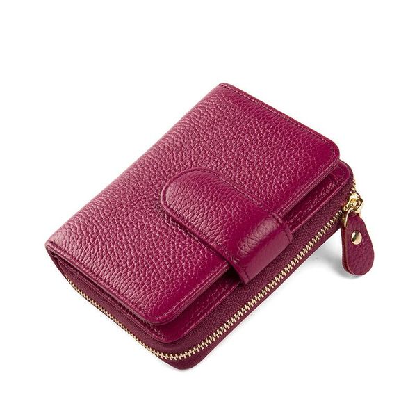 

card holders fashion women wallets brand genuine leather purse bag for female 2021 clutch money clip wallet with hasp, Brown;gray