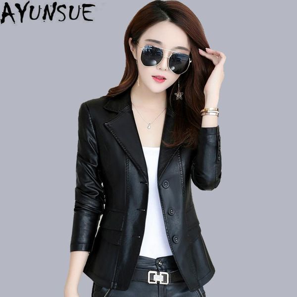

women's leather & faux ayunsue coat female short jackets women black for 2021 pu spring autumn abrigo mujer 910