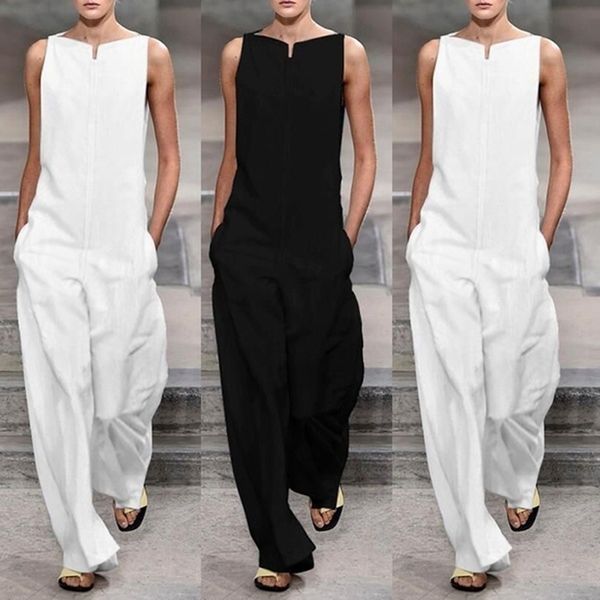 

off shoulder jumpsuits summer sleeveless wide leg pants elegant lady casual rompers white black 210326, Black;white