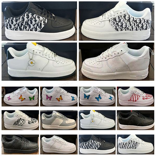 

2021 Forces Men Low Skateboard Shoes One Unisex 1 Knit Euro High Women All White Black Red Leather Trainer Sneaker 36-45 #58 F7uA#, White;red