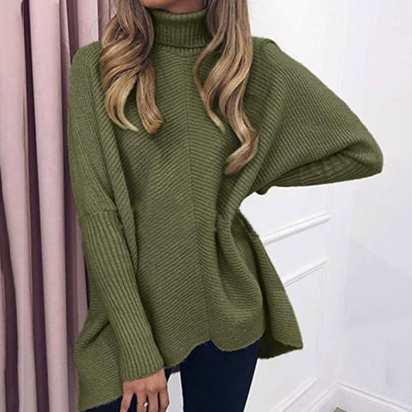 

jocoo jolee women winter turtleneck knitting sweater elegant batwing loose sweaters casual solid pullover warm soft jumper 210518, White;black