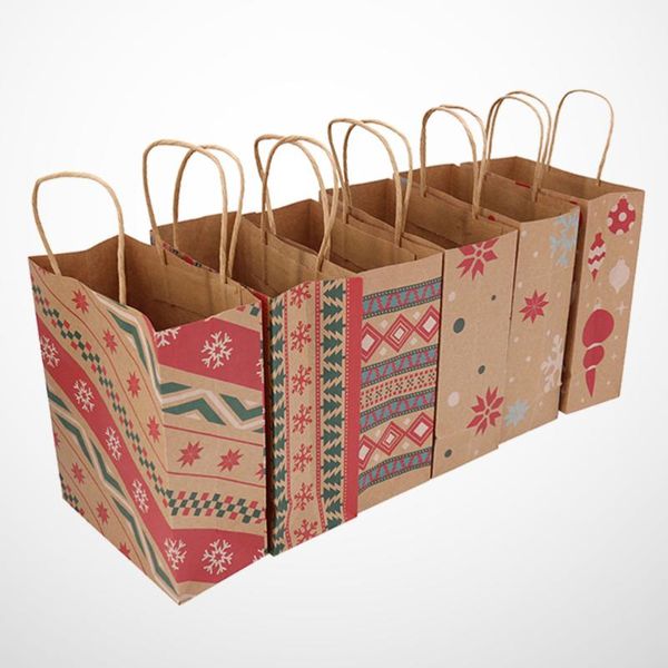 

gift wrap 12 pcs kraft paper bag christmas printed pattern tote cartoon export pouch party favor