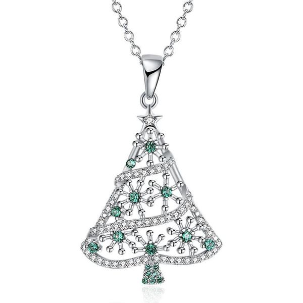 

pendant necklaces christmas series green zircon tree necklace, Silver