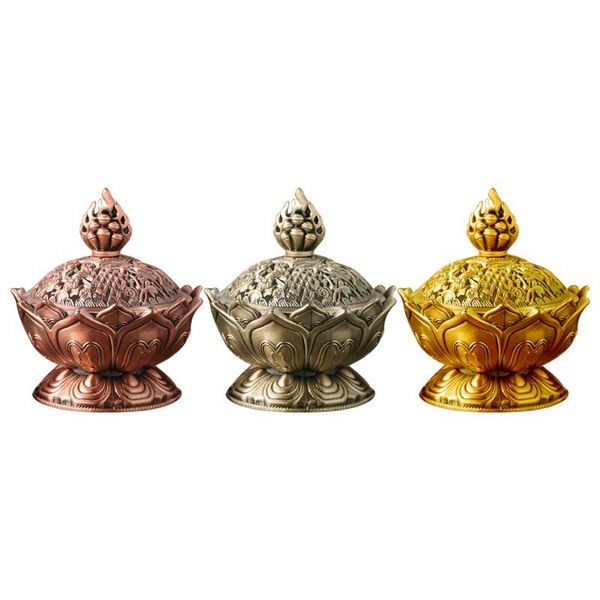 

fragrance lamps creative holy lotus incense burner delicate buddhism zinc alloy holder metal home decorative art craft