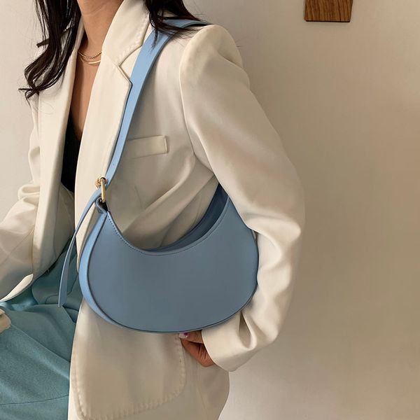 

half moon design pu leather small underarm shoulder bags 2021 women luxury fashion lady party handbags and purses l003