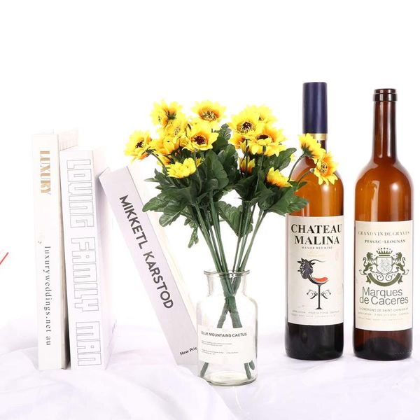 

artificial 14 head fake sunflower silk flower bouquet home wedding floral decor living room decoration decorative flowers & wreaths