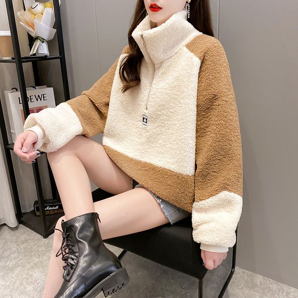 

good quality 380g lamb cashmere embroidered sweater women's winter hooded plush thickened large we, Blue;black