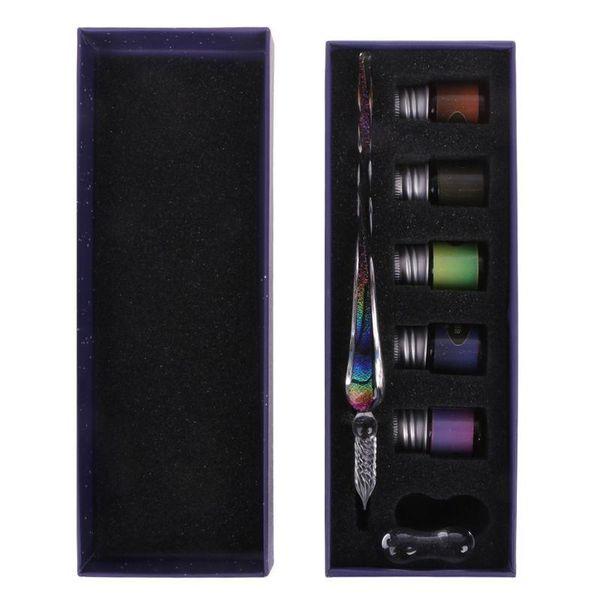 

arrival colorful magic pen crystal starry sky glass ink dip for writing fountain set gift pens