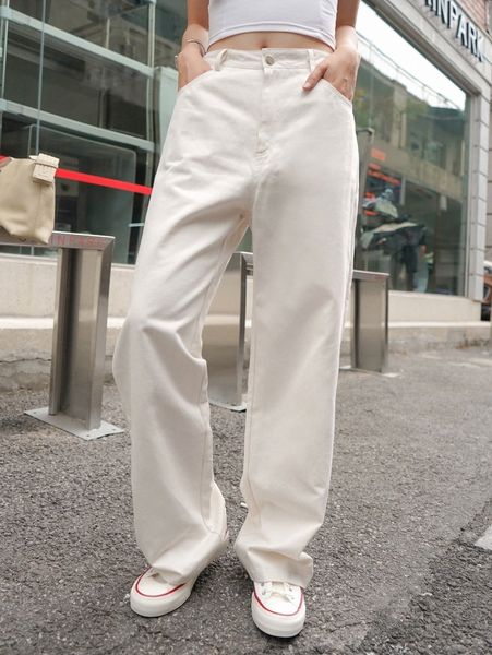 

dazy slant pocket straight leg pants t8ir#, Black;white