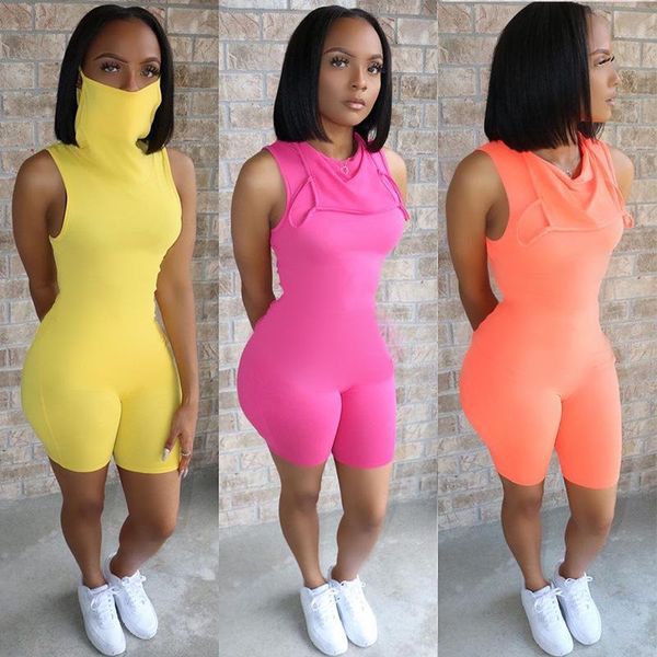 

women's jumpsuits & rompers sleeveless bodycon shorts black one piece for women 2021 drop woman clothes summer, Black;white