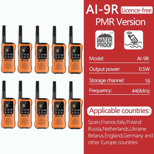 

walkie talkie 10pcs airiton ai-9r floating radio dustproof walkie-talkies for motorola fishing kayak skiing portable two way