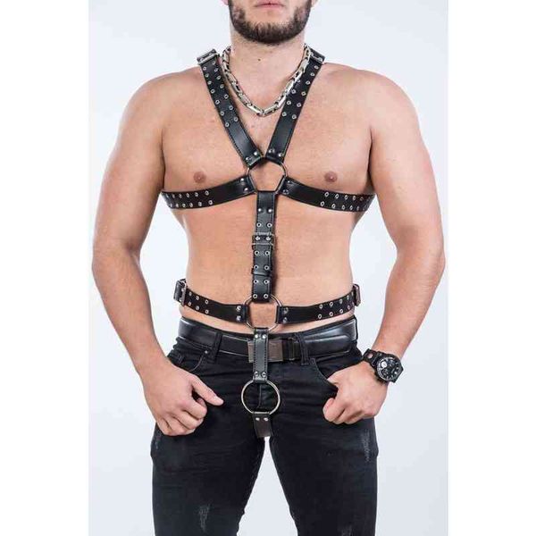 

bdsm gay body bondage harness men fetish leather lingerie sexual chest belt strap punk rave costumes for sex, Red;black