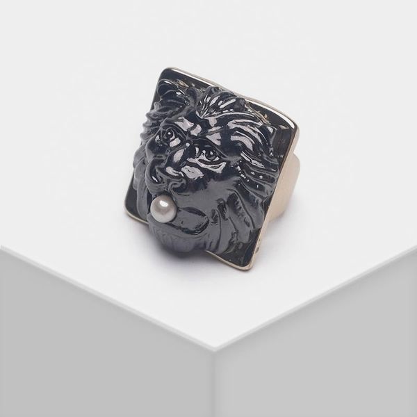 

cluster rings amorita boutique p95 vintage retro lion king for men women girl pearl ring, Golden;silver
