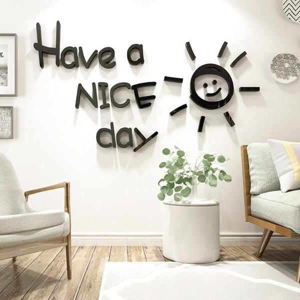 

wall stickers diy sticker door er bedroom waterproof 3d have a nice day mirror