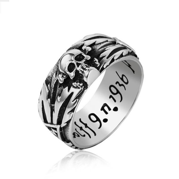 

cluster rings stainless steel men domineering skull devil punk gothic hiphop simple for biker male boy jewelry creativity gift wholesale, Golden;silver