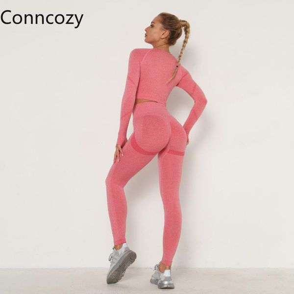 

yoga outfit seamless sets women gym clothes two-piece outdoor fitness workout for tight long-sleeve suit set